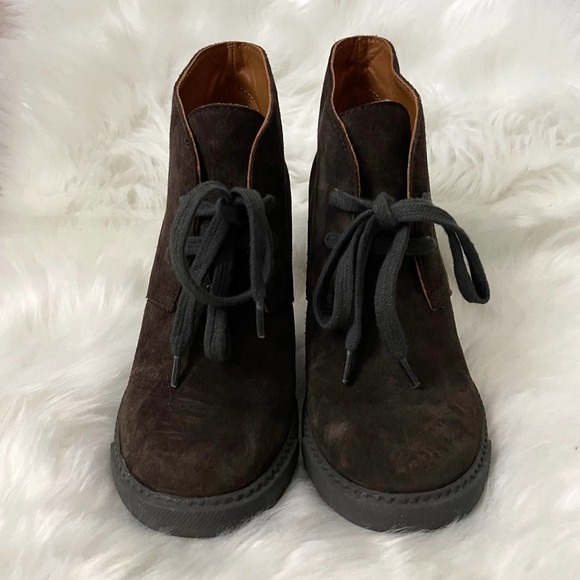 See by Chloe Boots Womens EU 36 US 6 Brown Black Suede Ankle Wedge Booties Shoes - Picture 5 of 15